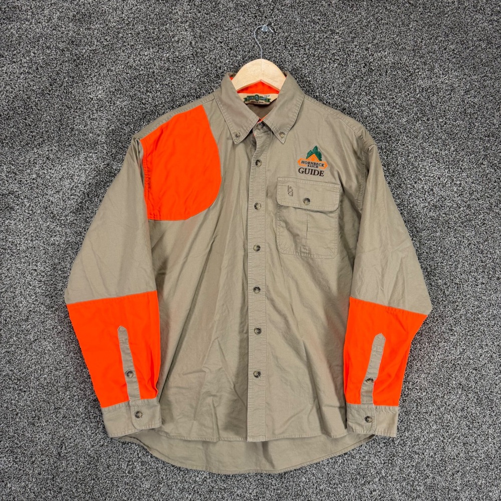 BOB ALLEN Shooting Shirt Mens XL Tan Blaze Orange Long Sleeve Button Down